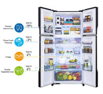 Panasonic Econavi 601 L 6-Stage Inverter Frost-Free Multi-Door Refrigerator (Black Glass)