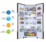 Panasonic Econavi 601 L 6-Stage Inverter Frost-Free Multi-Door Refrigerator (Black Glass)